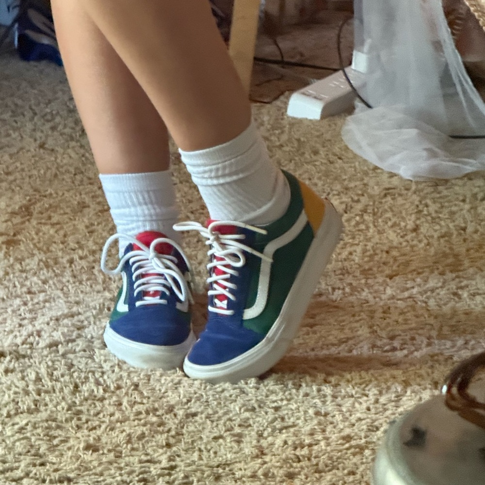 old skool yacht vans-blue, green, yellow, red